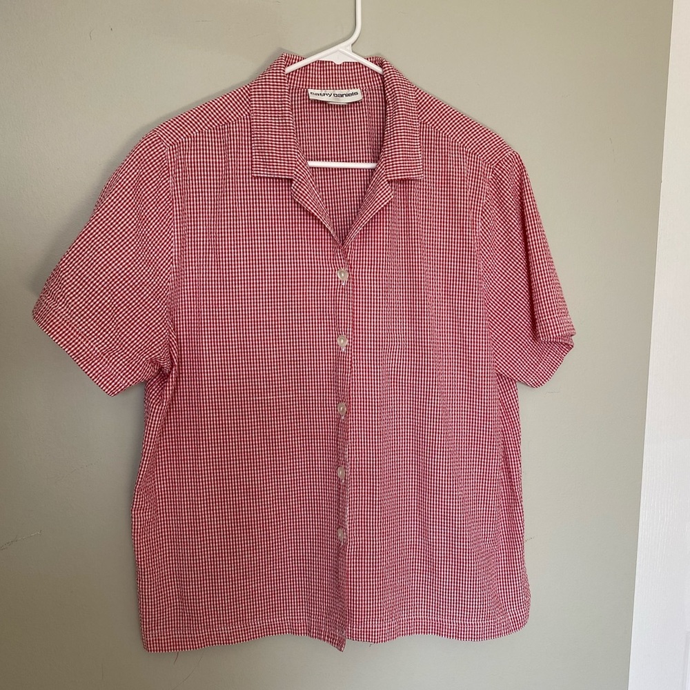 Vintage red gingham button down M